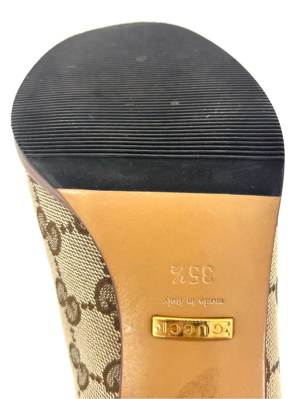 Gucci Lisa Monogram Slouch Knee High Heeled Pull On Boots 35.5 - Picture 9 of 10